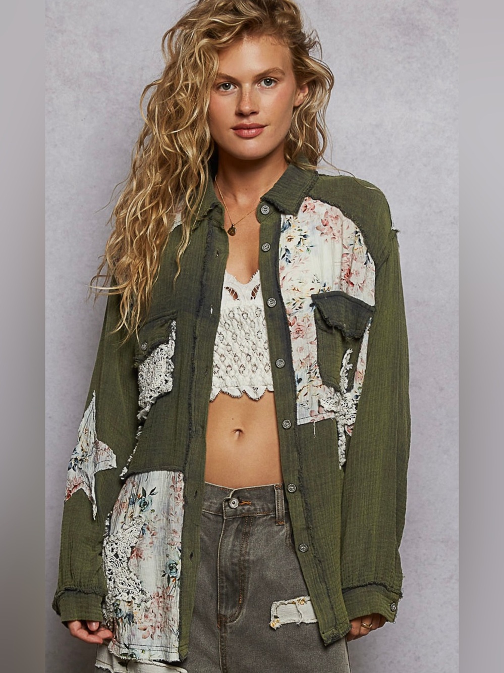 POL Elodie Double Gauze Shacket